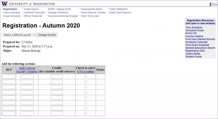 Uw Autumn 2022 Time Schedule Registration Resources - Office Of The University Registrar