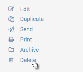 Image of right-hand menu in the agendas feature of UW CM, highlighting the "Delete" link