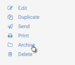 Image of right-hand menu in the agendas feature of UW CM, highlighting the "Archive" link