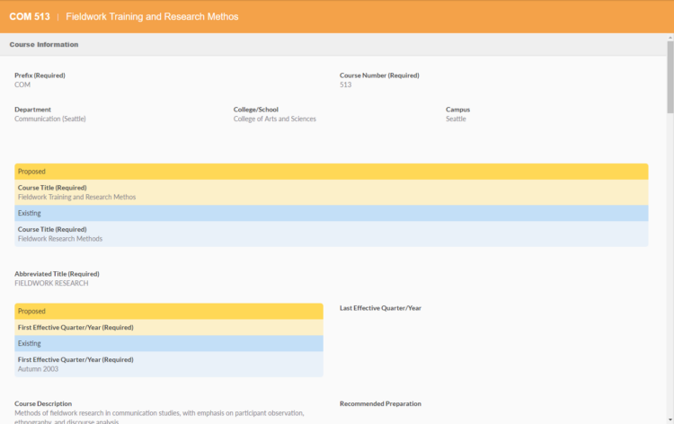 Image of course change proposal review screen