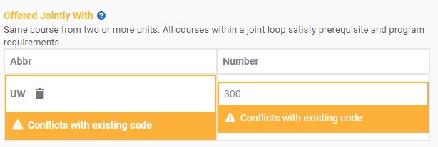 Image of active course number warning
