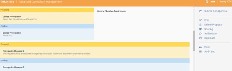 Image of proposed prerequisite changes overview