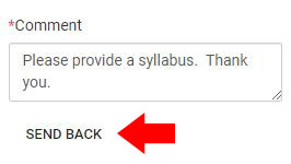 Image of "Send Back" button, with a field for comments