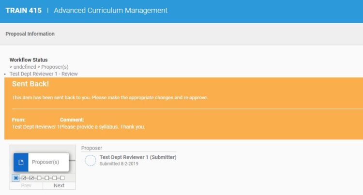 Image of send back comments
