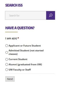 Image of the "Have a Question?" form on the ISS website